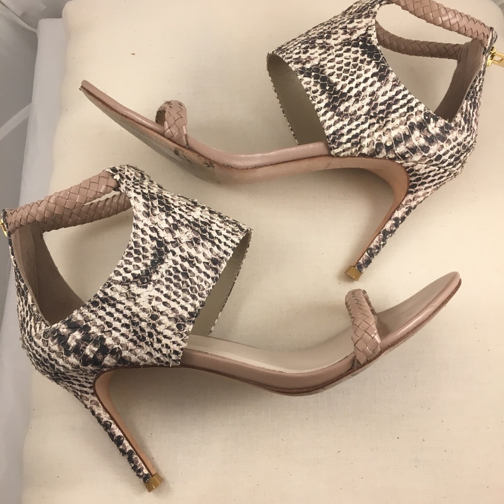 Cole Haan Snakeskin Leather Spike Heeled Sandals Size 7